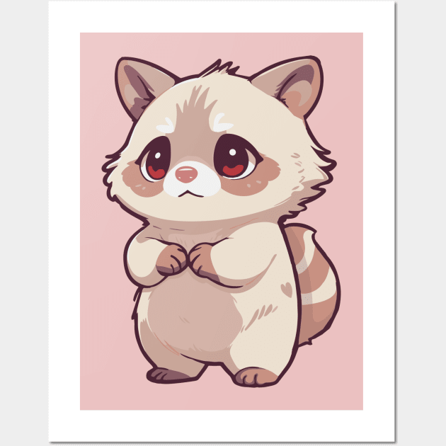 kawaii albino raccoon Wall Art by hunnydoll